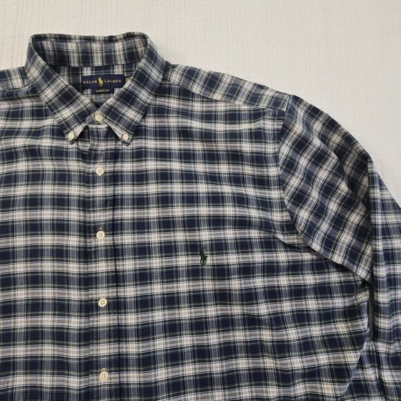 Ralph Lauren Flannel Shirt Men's 2XLT Button Down Classic Fit Green Plaid EUC LN - Picture 6 of 16